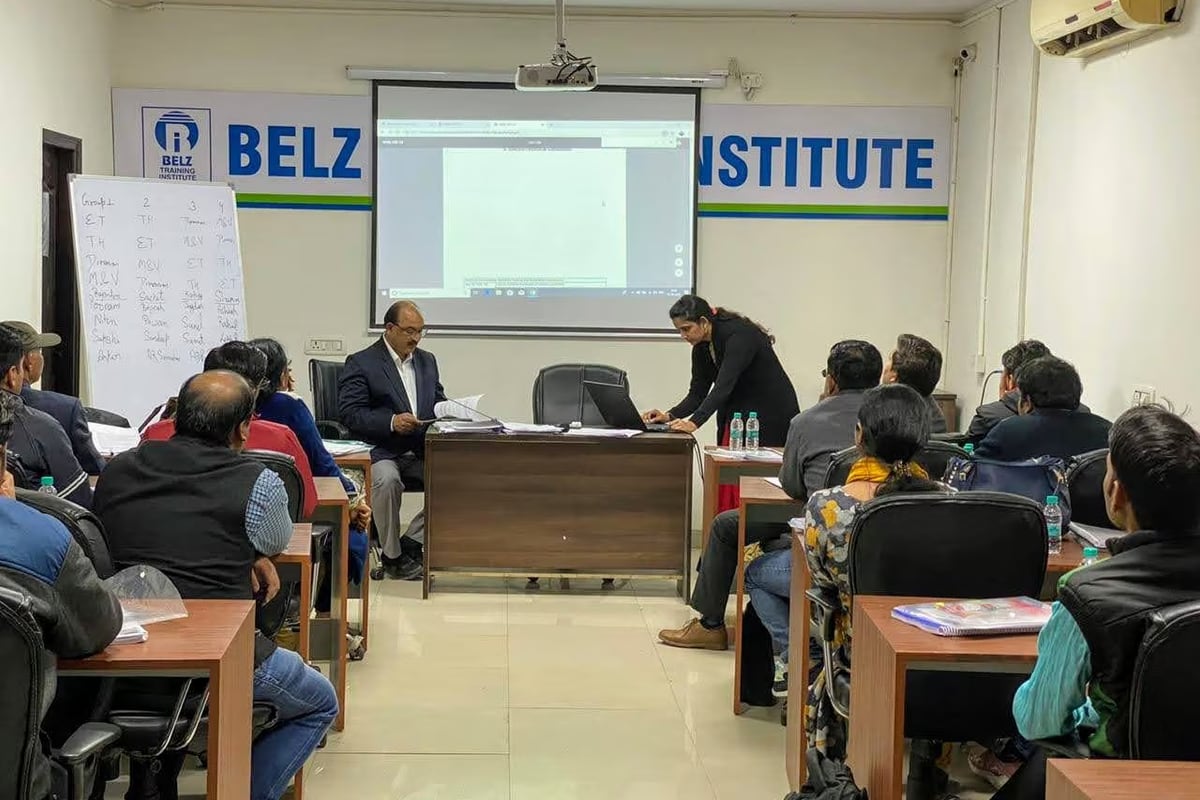 A classroom session in progress at Belz Training Institute, Faridabad